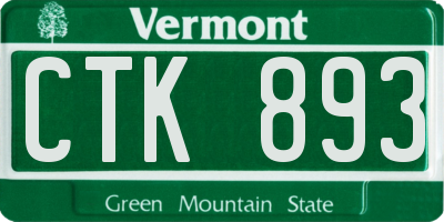 VT license plate CTK893