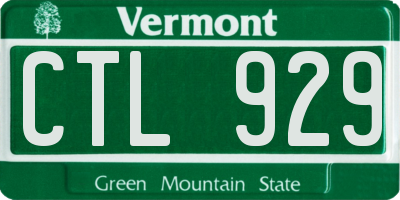 VT license plate CTL929