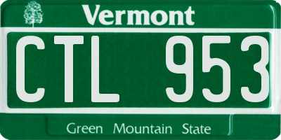 VT license plate CTL953
