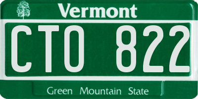 VT license plate CTO822