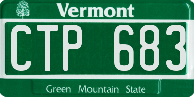 VT license plate CTP683