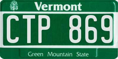 VT license plate CTP869