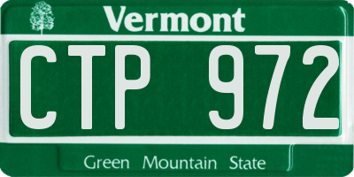 VT license plate CTP972