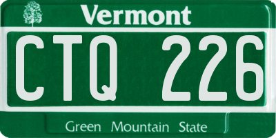 VT license plate CTQ226