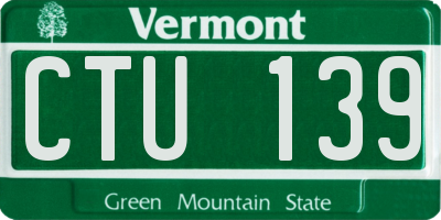 VT license plate CTU139