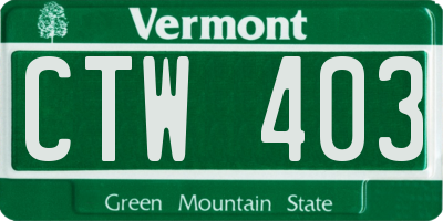 VT license plate CTW403