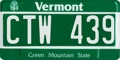 VT license plate CTW439