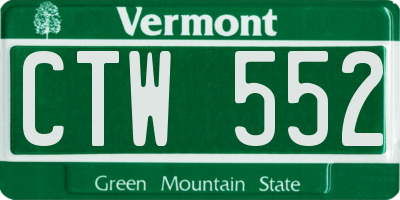 VT license plate CTW552
