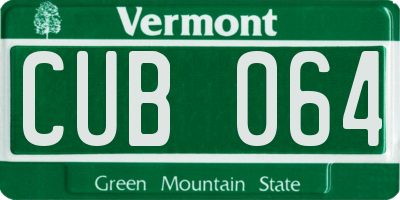 VT license plate CUB064