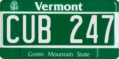 VT license plate CUB247