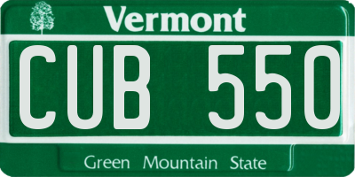 VT license plate CUB550