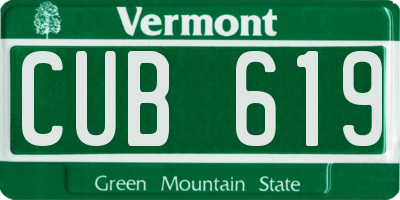 VT license plate CUB619