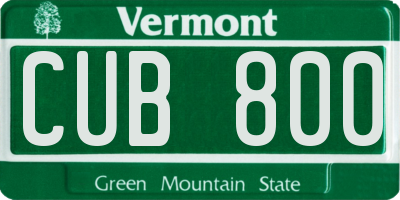 VT license plate CUB800