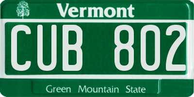 VT license plate CUB802