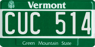 VT license plate CUC514