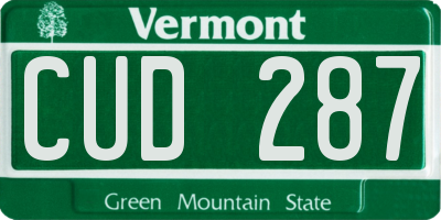 VT license plate CUD287