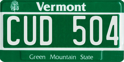 VT license plate CUD504