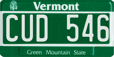VT license plate CUD546