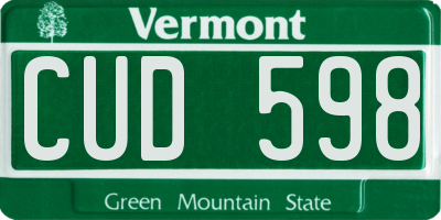 VT license plate CUD598
