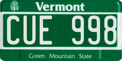 VT license plate CUE998
