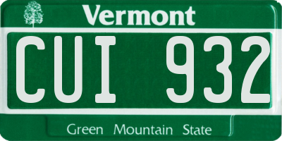 VT license plate CUI932
