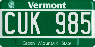 VT license plate CUK985