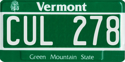 VT license plate CUL278