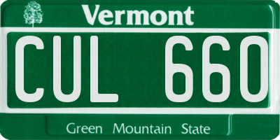 VT license plate CUL660