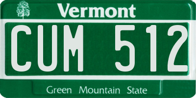 VT license plate CUM512