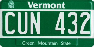 VT license plate CUN432