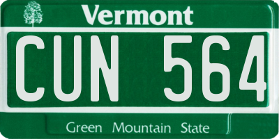 VT license plate CUN564