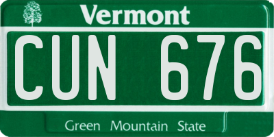 VT license plate CUN676