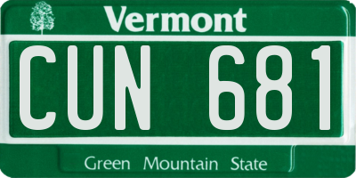 VT license plate CUN681