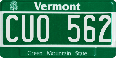 VT license plate CUO562