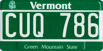 VT license plate CUQ786