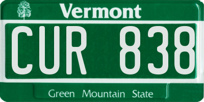VT license plate CUR838