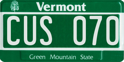 VT license plate CUS070