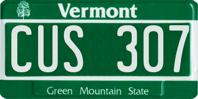 VT license plate CUS307