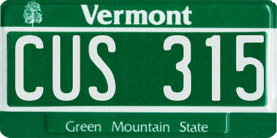VT license plate CUS315