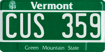 VT license plate CUS359