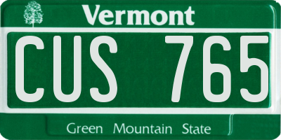 VT license plate CUS765