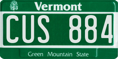 VT license plate CUS884