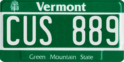 VT license plate CUS889