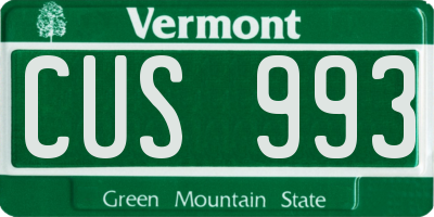 VT license plate CUS993