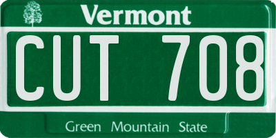 VT license plate CUT708