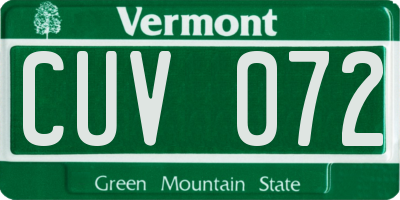 VT license plate CUV072