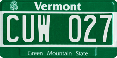 VT license plate CUW027