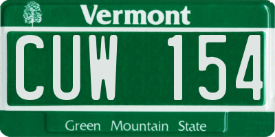 VT license plate CUW154