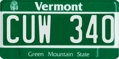 VT license plate CUW340