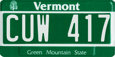 VT license plate CUW417